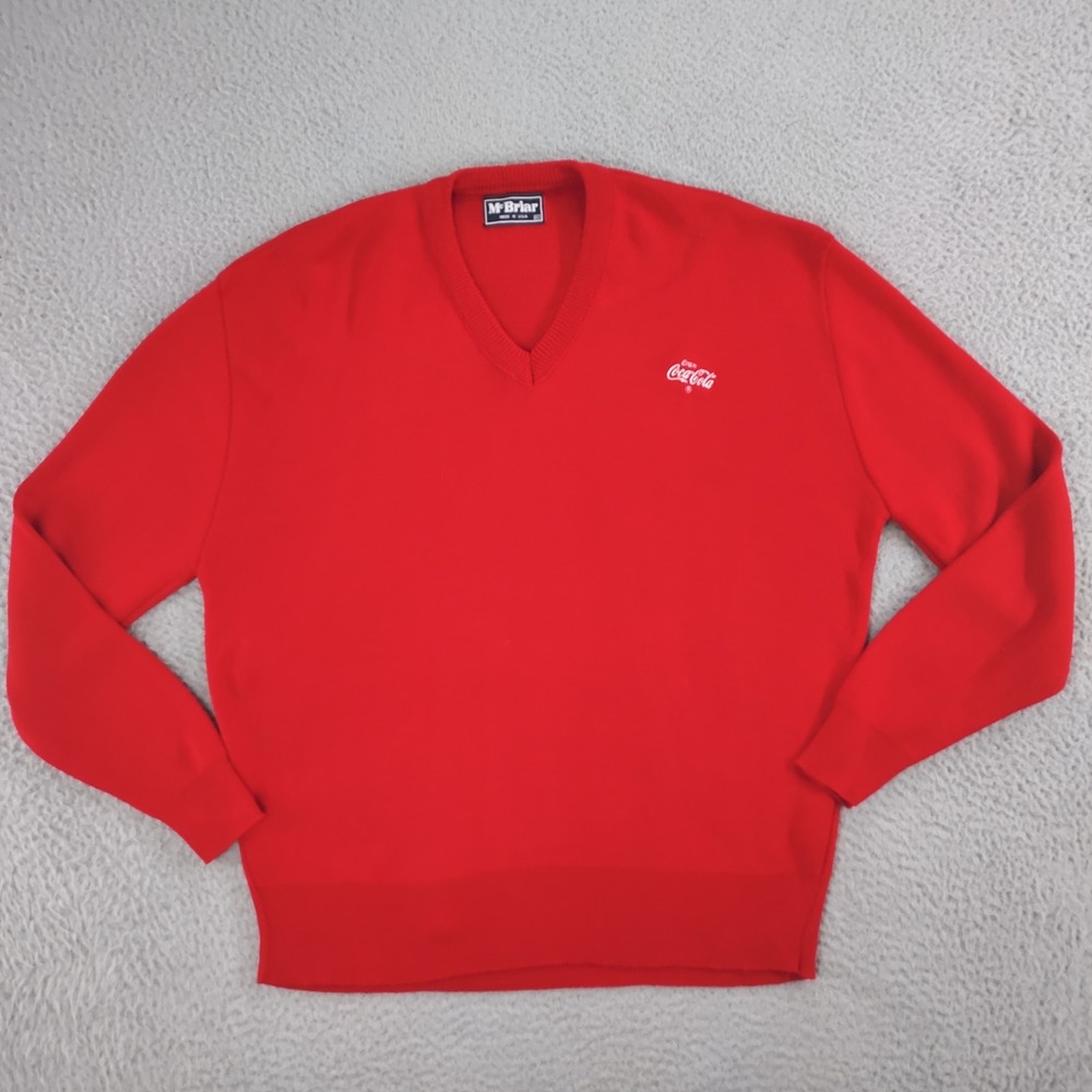 Vintage Coca-Cola Sweater Mens Extra Large Red Knit Pullover McBriar USA 90s